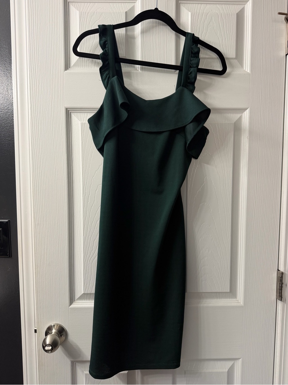 Almost Famous Dark Green Ruffle Strap Midi Dress